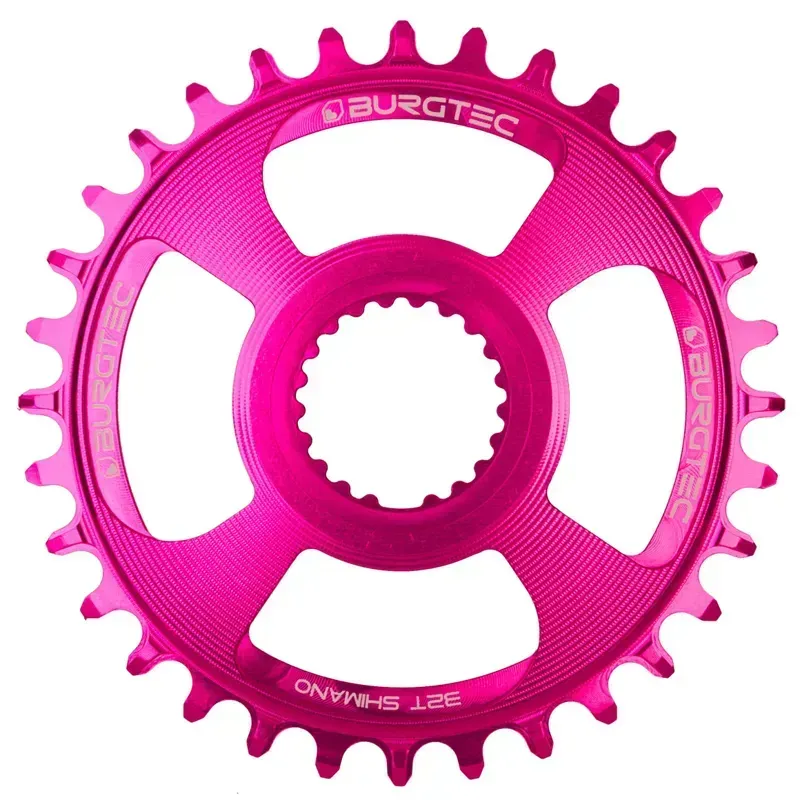 Burgtec Shimano 28-tooth DM Thick/Thin Chainring in Toxic Barbie Pink