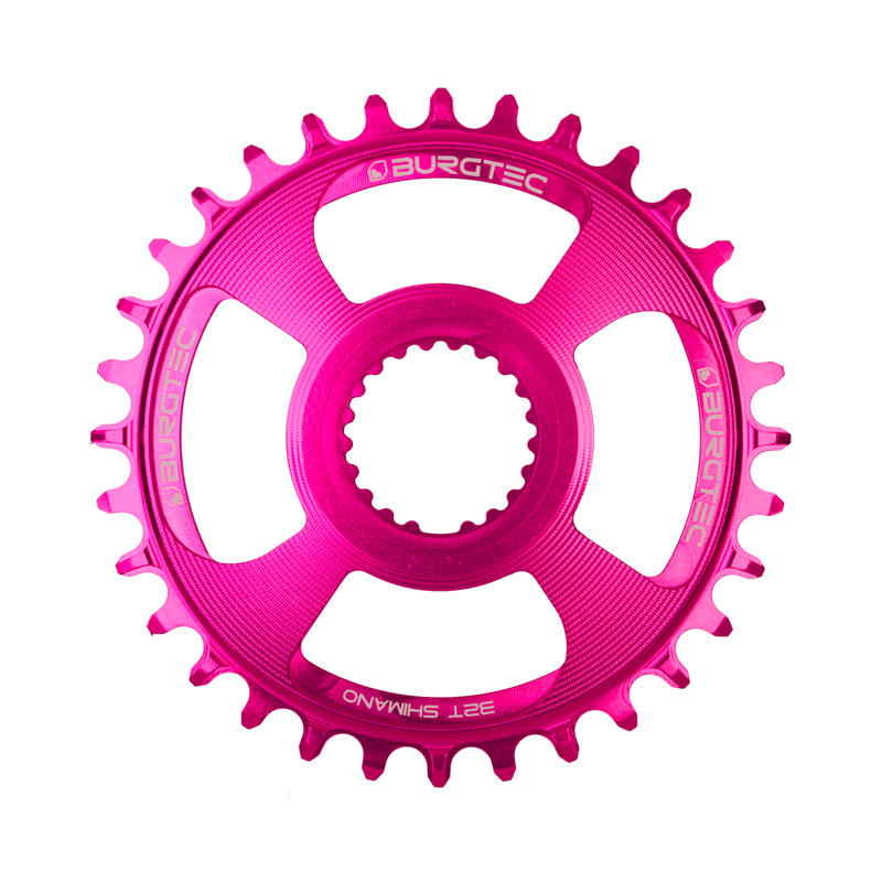 Burgtec Shimano 28-tooth DM Thick/Thin Chainring in Toxic Barbie Pink-1