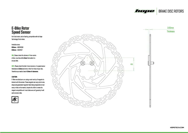 Hope E-Bike Rotor Speed Sensor 6-Bolt R32 in Black-2