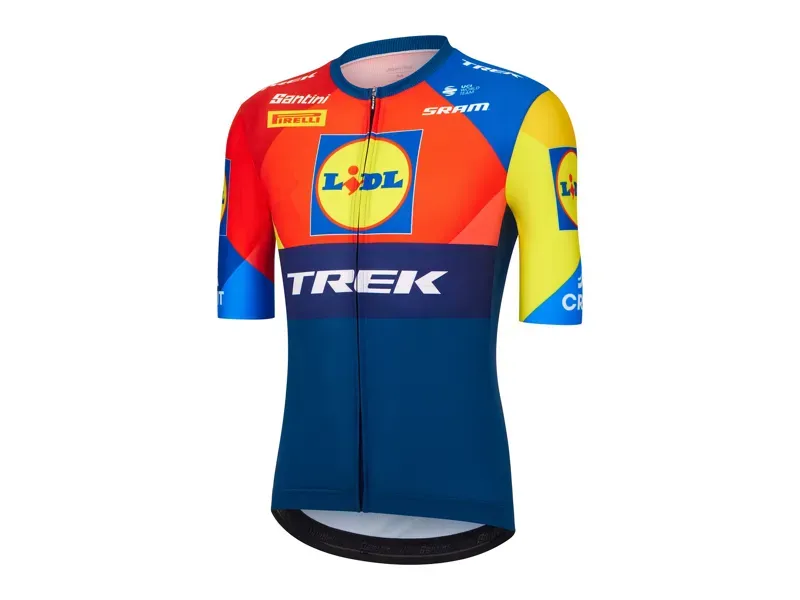 Santini Lidl-Trek Replica Race Jersey in Dark Blue/Yellow-2