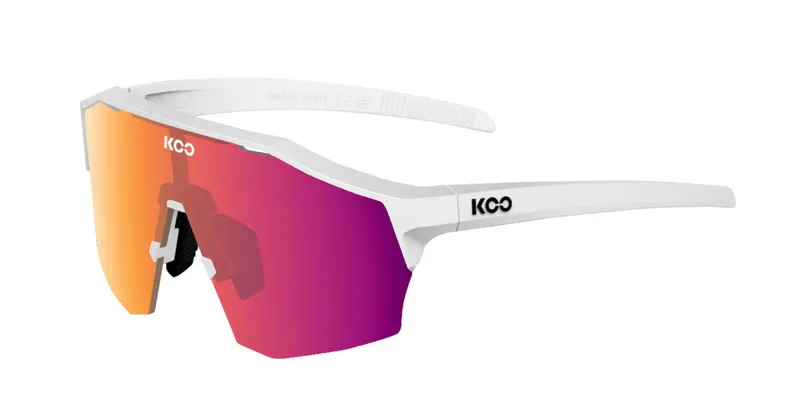 KOO Alibi Glasses Matte White Frame Photochromic Fuchsia Mirror Lenses