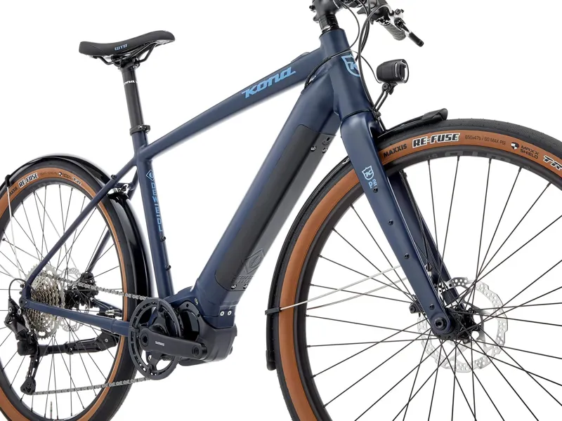 Kona Dew-E DL Electric Bike in Matte Midnight Blue with Blue-Grey Decals-2
