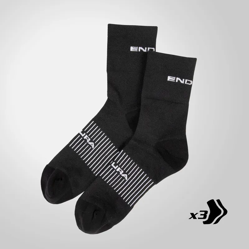 Endura Coolmax Race Socks - Triple Pack - Black-3