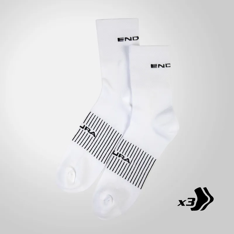 Endura Coolmax Race Socks - Triple Pack - White-2