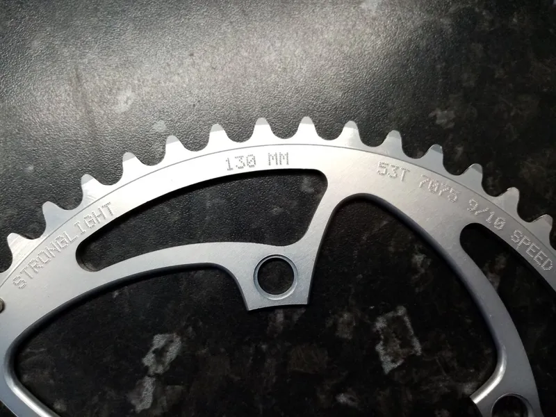 Stronglight S-7075 Series 130 BCD 5-Arm 53T 9-10 speed Chainring in Silver-1