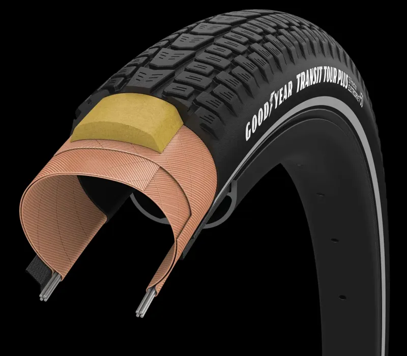Goodyear Transit Tour Plus Puncture Protect Tyre 700x40c in Black/Reflex-2