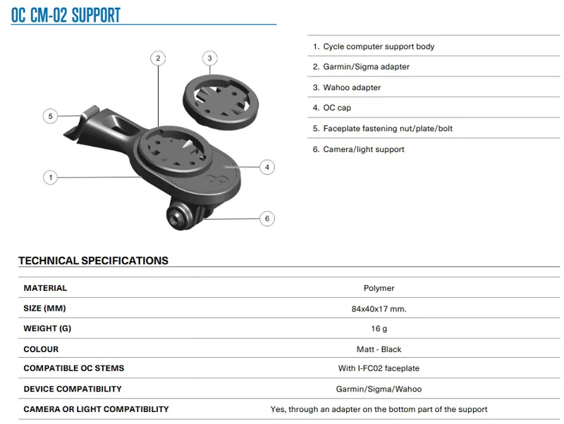 OC CM-02 Computer Mount Garmin/Wahoo for ST-RP10 and R2 ICR01 Road Stems-2