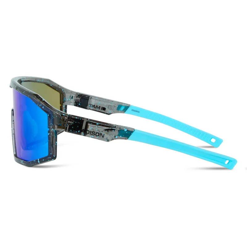 Madison Enigma 3-Lens Pack Sunglasses in Blue Black Splatter - 3-Lens Pack with Purple Mirror / Amber / Clear Lenses-1