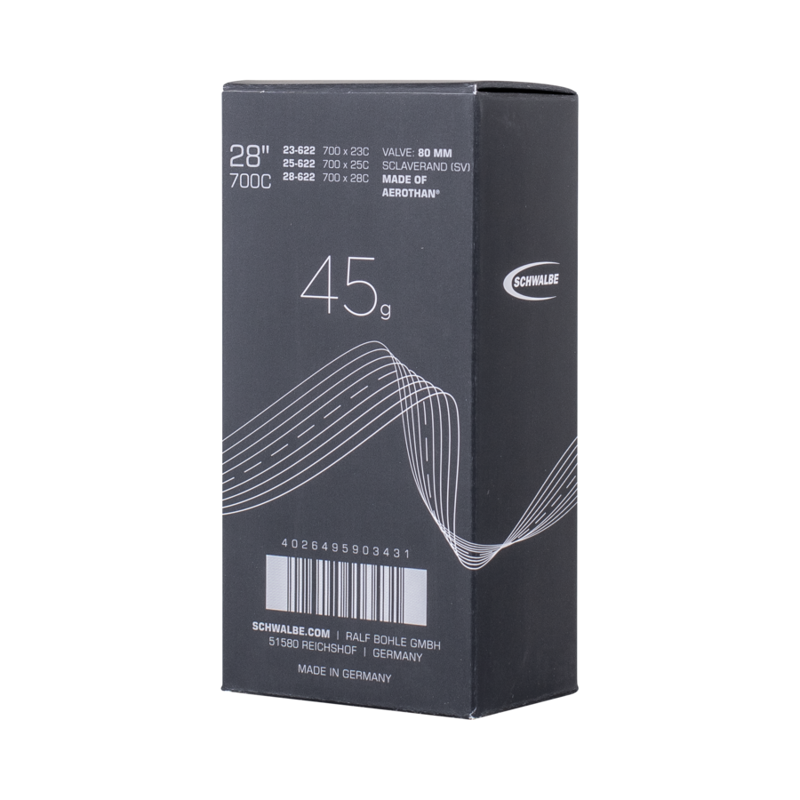 Schwalbe SV20E Aerothan Race Lightweight Inner Tube 700x23-28c 80mm Presta Valve-3